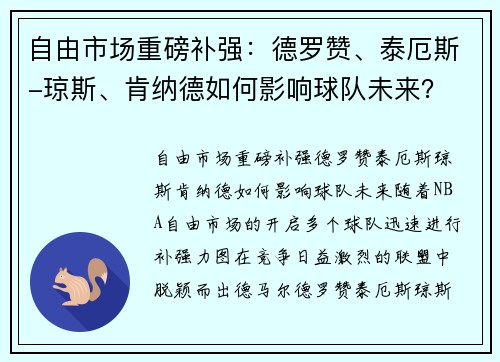 自由市场重磅补强：德罗赞、泰厄斯-琼斯、肯纳德如何影响球队未来？