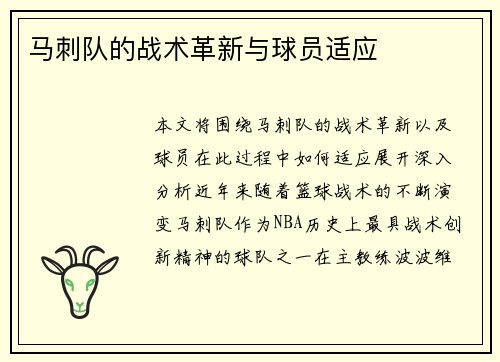 马刺队的战术革新与球员适应